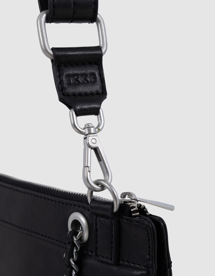Damen 1440 Reporter schwarz Leder Clutch Tasche-6