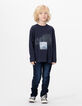 Marine T-shirt biokatoen lenticulaire opdruk jongens-1