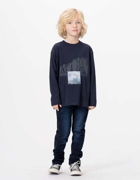 Marine T-shirt biokatoen lenticulaire opdruk jongens - IKKS
