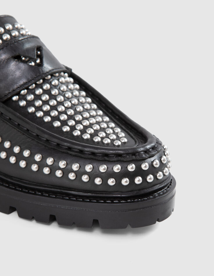 Damesschoenen zwart leer met stud decoratie-4 Damesschoenen zwart leer met stud decoratie-4