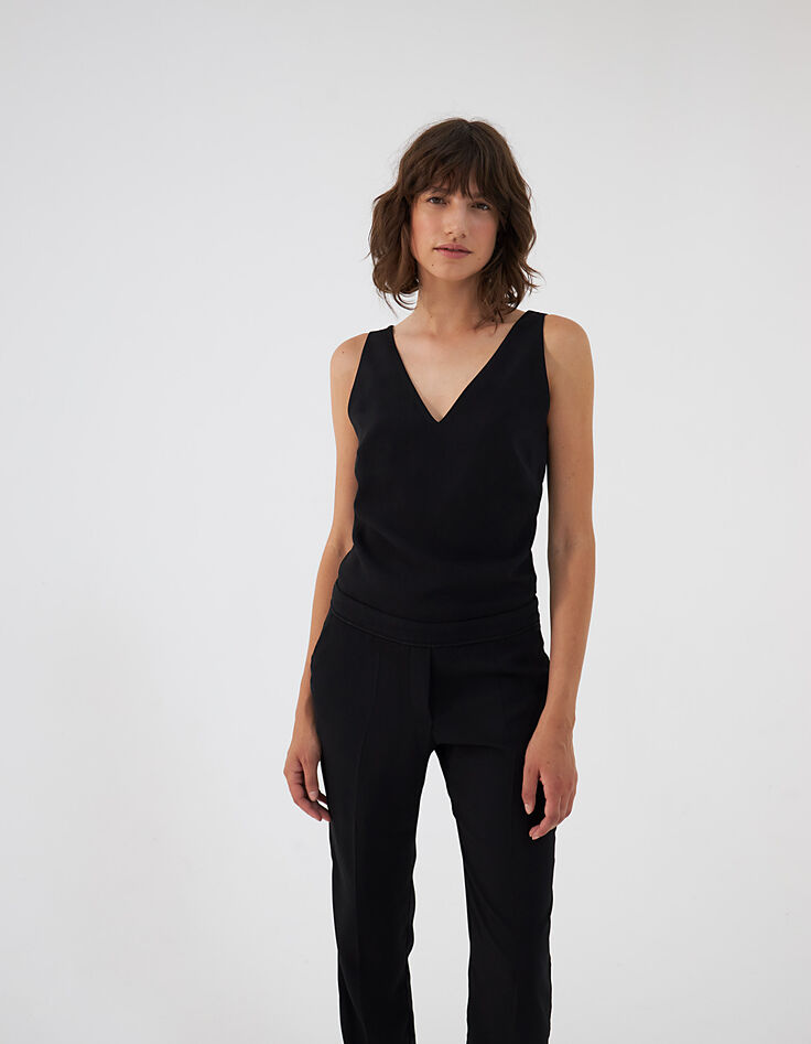 Langer Damenchiffonoverall mit Satin und Spitze-4