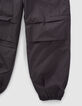 Grijze BATTLEbroek canvasstof parachutestijl meisjes-4
