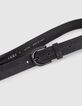 Ceinture noire en cuir relief tressage Homme-3