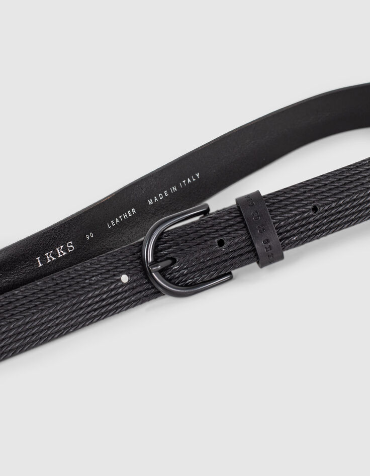 Ceinture noire en cuir relief tressage Homme-3 Ceinture noire en cuir relief tressage Homme-3