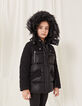 Parka noire bi mati&egrave;re &agrave; capuche fille-6