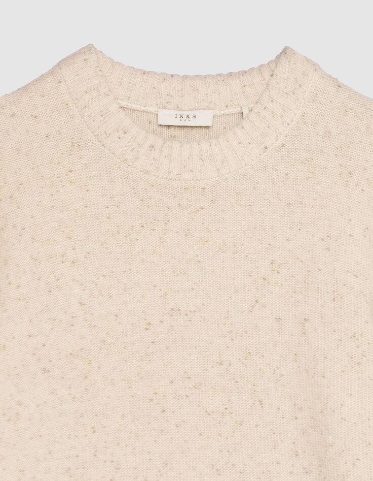 Beiger Winterpullover Rundhalsausschnitt-5