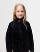 Girls’ black quilted embroidered velvet cardigan-2