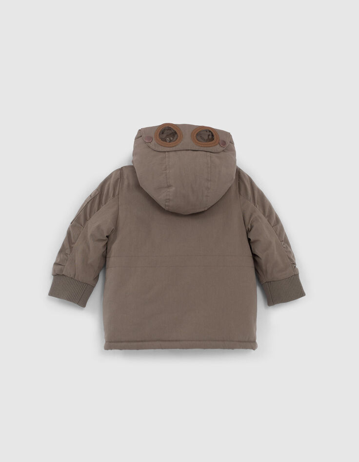 Parka kaki fourrée avec lunettes-aviateur bébé garçon-3