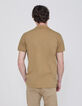 Polo beige bi-mati&egrave;re dos jersey Homme-3