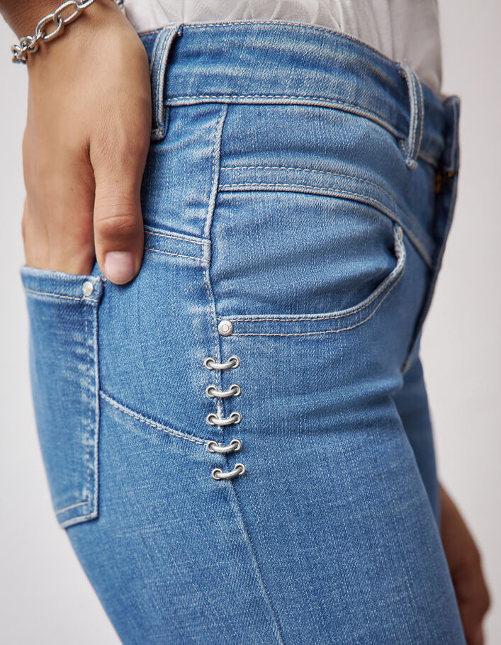 Women’s blue pierced sculpt-up mid-waist slim jeans - IKKS