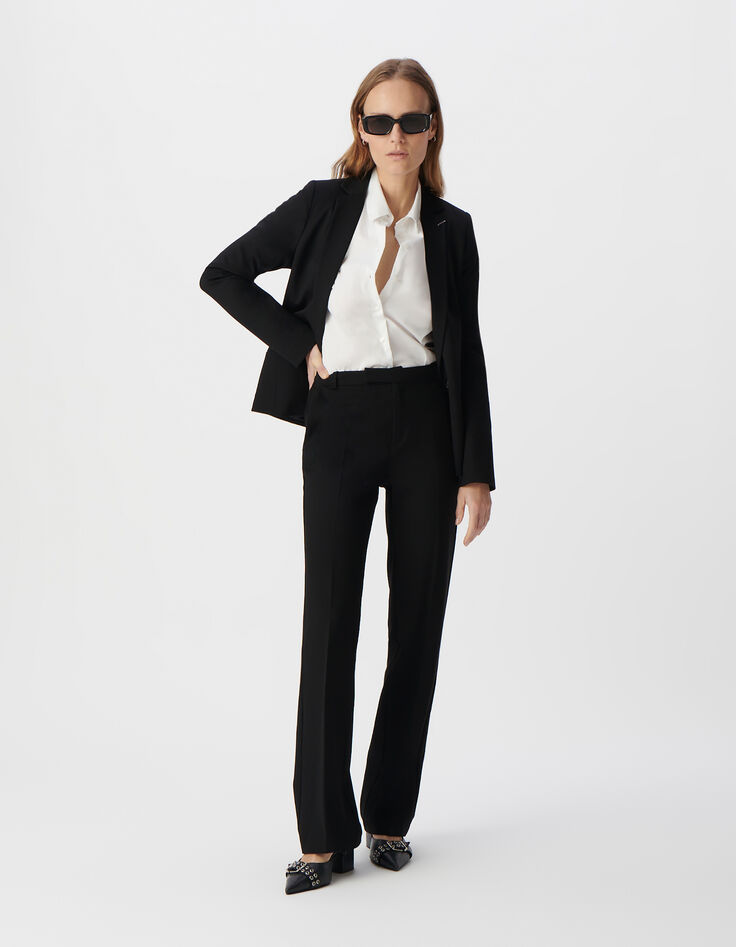 Pantalon de tailleur noir ajusté maille Milano Femme-7