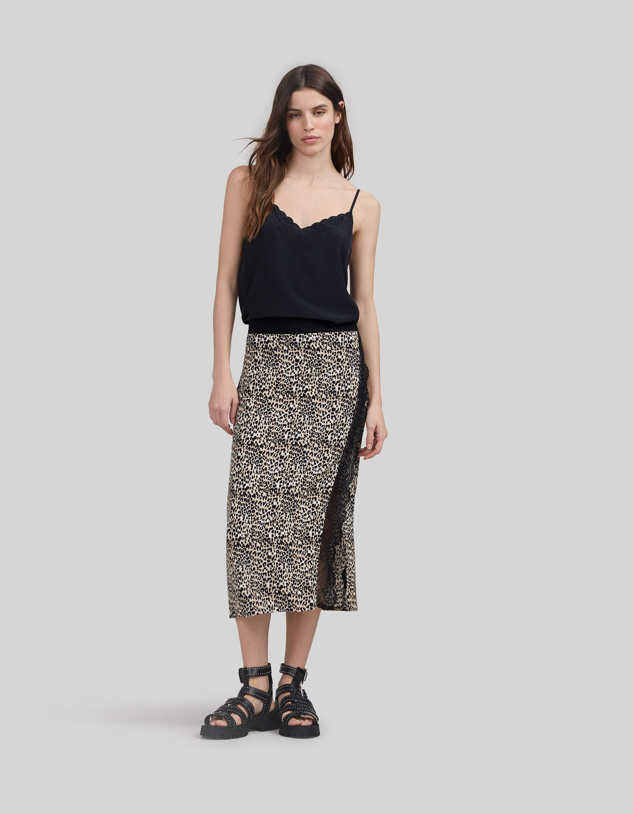 Jupe noire LENZING ECOVERO imprime leo rock Femme IKKS