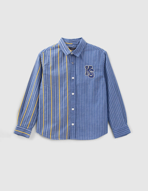 Boys’ blue shirt with striped mix