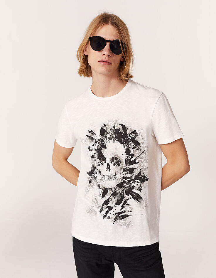 Tee-shirt off white visuel tête de mort bio Homme-1