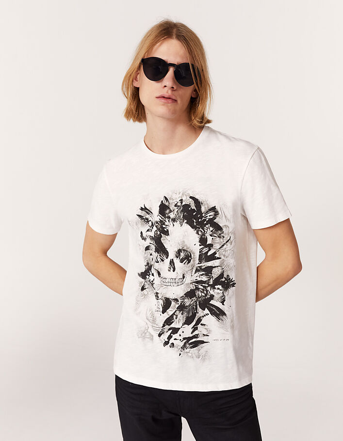 Tee-shirt off white visuel tête de mort bio Homme