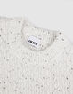 Pull col rond blanc chin&eacute; tricot avec torsades Homme-9