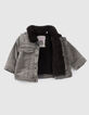 Veste en jean grise fourrée broderie dos bébé garçon-2