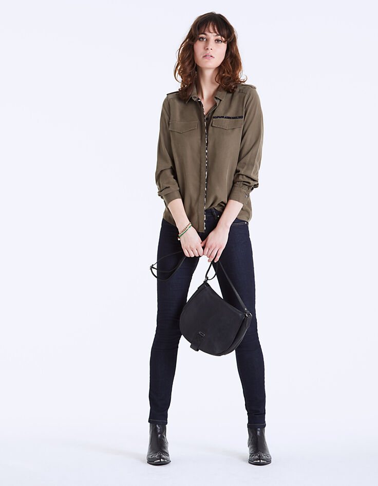 Women’s lyocell shirt, leopard+metallic bands-6