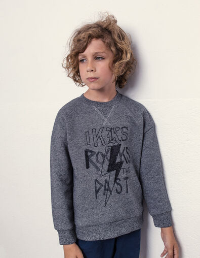 Boys’ grey slogan sweatshirt with embroidered sequins - IKKS