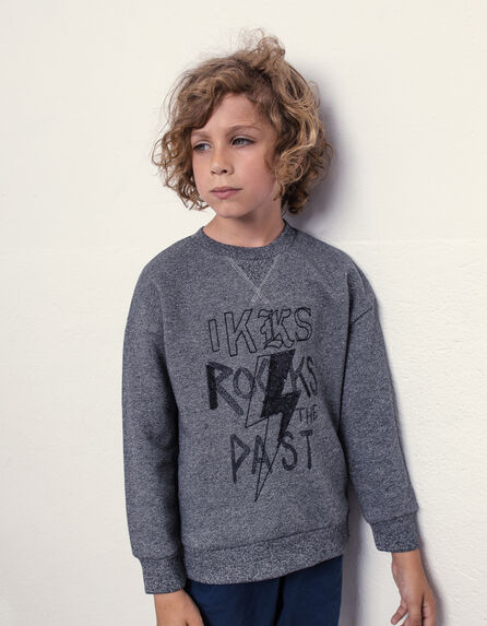 Boys’ grey slogan sweatshirt with embroidered sequins