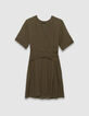 Robe cache-coeur kaki taille drapée Femme-1