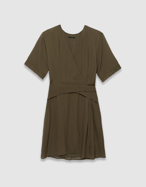 Robe cache-coeur kaki taille drapée Femme - IKKS