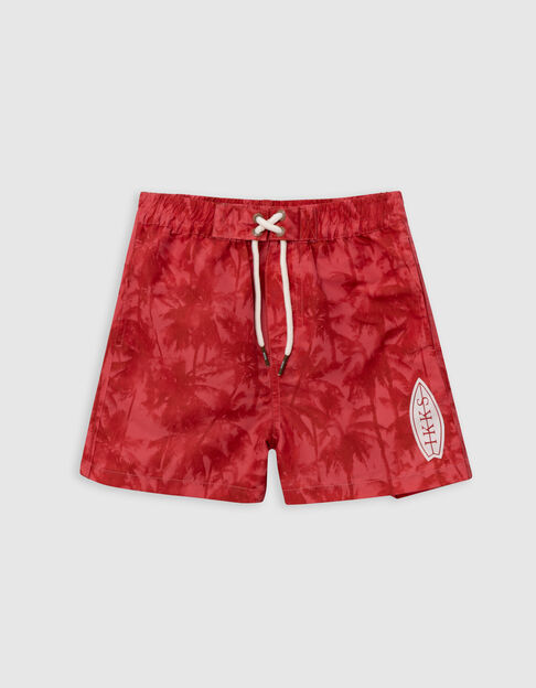 Red palm print swim shorts for boys - IKKS