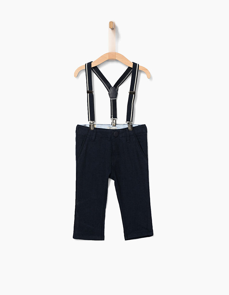 Pantalon de costume navy bretelles bébé garçon-1