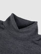 Pull col roul&eacute; gris tricot 100% laine Homme-7