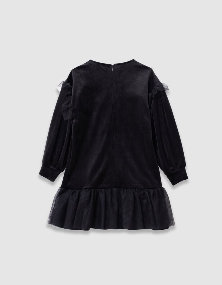 Robe noire velours brodé volants tulle fille-6 Robe noire velours brodé volants tulle fille-6