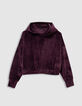 Girls’ burgundy velvet knit hoodie-3