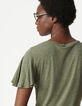 Women's khaki lurex knit tee-5