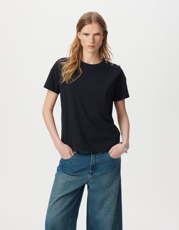 Marine T-shirt ronde hals militaire knopen-2 Marine T-shirt ronde hals militaire knopen-2