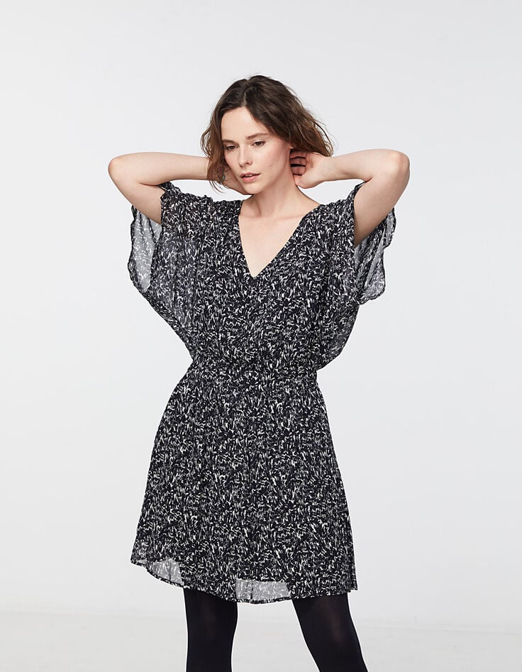 Tailliertes Damenvoilekleid mit Wavy-Print-2