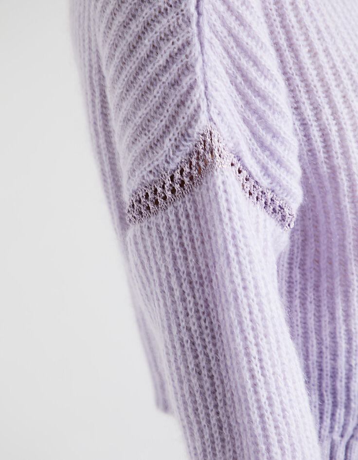 Pull en laine mousseuse coloris lilas femme-4