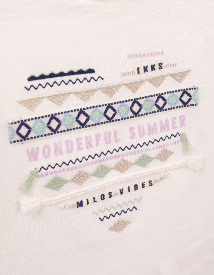 T-shirt blanc cassé coeur broderies ethniques fille-5