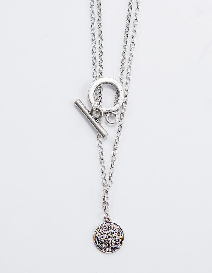 Women’s skeleton medallion multi-strand long necklace-6