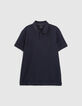Marineblaues Herrenpoloshirt mit Zopfrelief-5