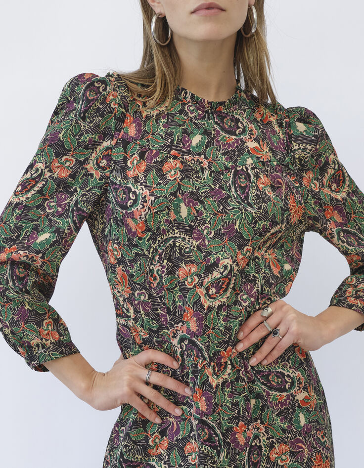Robe midi imprimé bohème floral femme-4