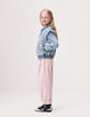 Blouson en jean bleu manches amovibles fille-2