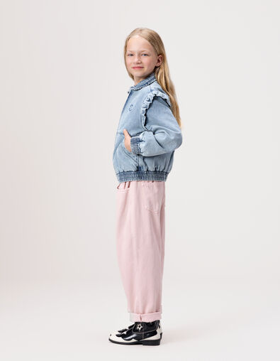 Girls’ blue denim jacket with detachable sleeves - IKKS