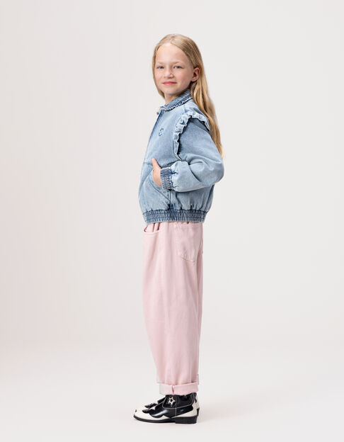 Girls’ blue denim jacket with detachable sleeves - IKKS