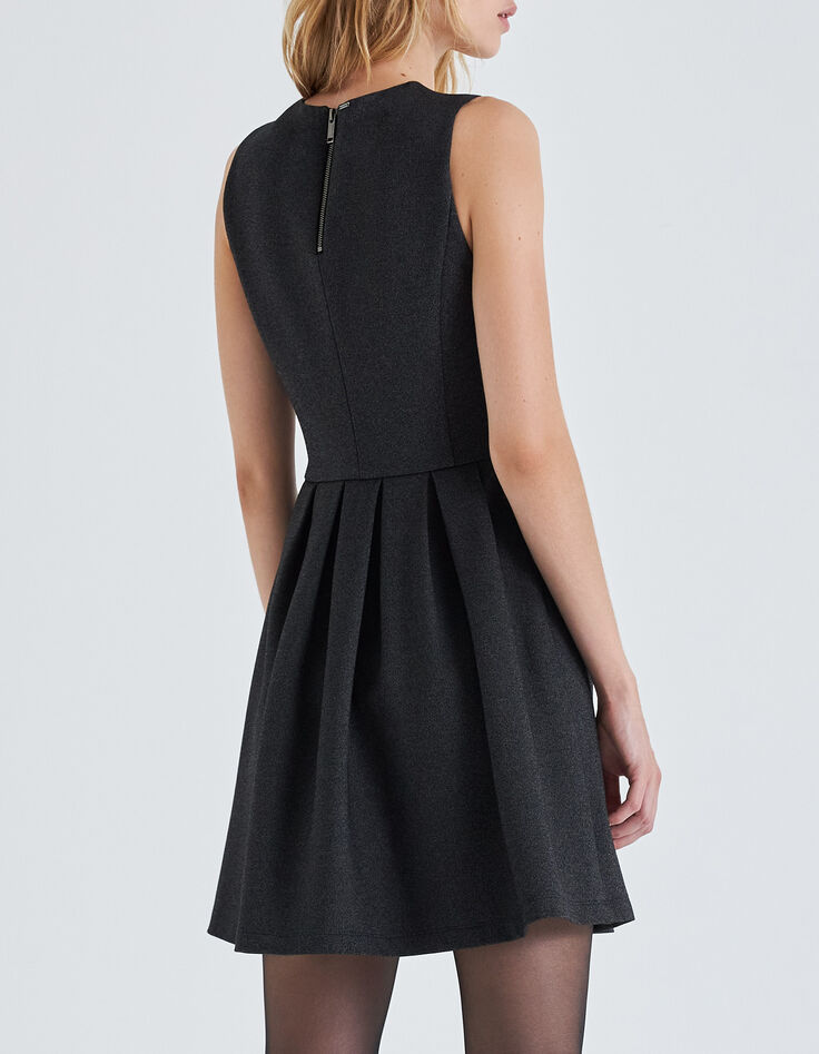 Schwarzes Skater-Damenkleid aus Glitzerstoff-3