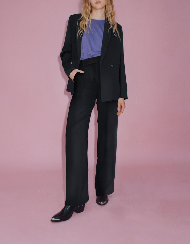 Pantalon fluide noir Femme-5