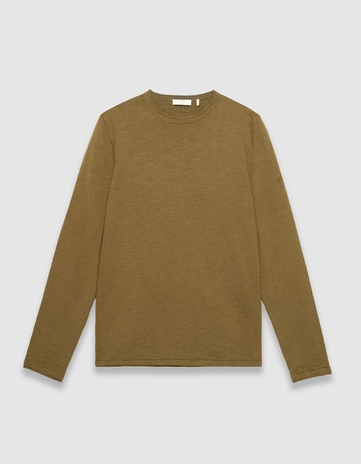 Pull kaki coton bio tricot fin flammé Homme-5 Pull kaki coton bio tricot fin flammé Homme-5