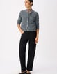 Cardigan gris tricot mousseux 100% laine Femme-5