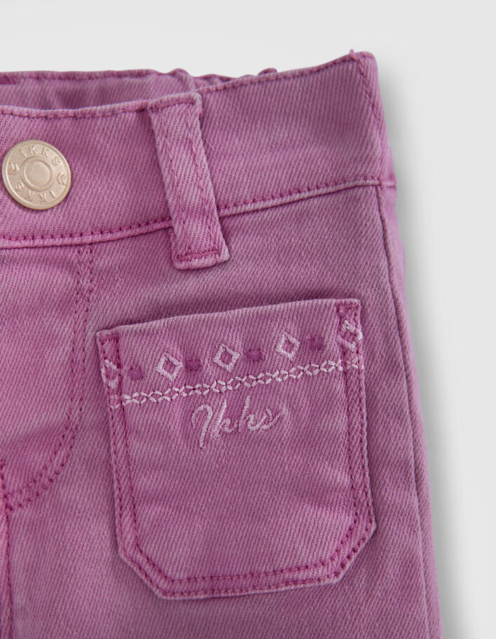 Baby girls’ mauve jeans with ethnic embroidery - IKKS