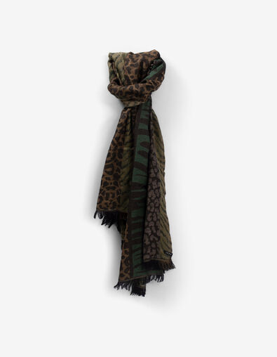 Khaki Damenschal mit Animal-Motiv - IKKS