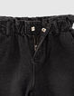 Jean paper-bag black used avec bandes latérales fille  -7