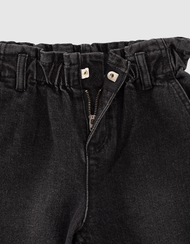 Jean paper-bag black used avec bandes latérales fille  -7